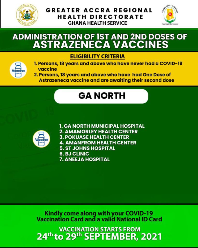 Check out where to receive 1st and 2nd dose of Covid-19 vaccine from Sept. 24 to 29