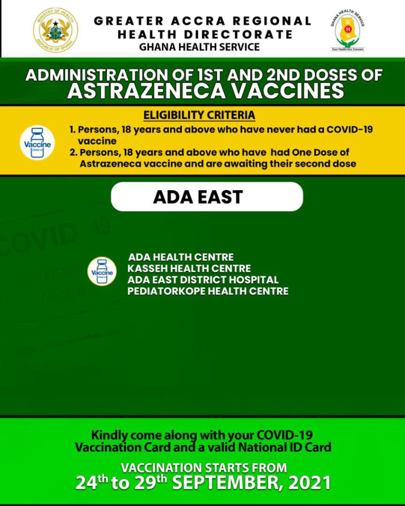 Check out where to receive 1st and 2nd doses of Covid-19 vaccine from Sept. 24 to 29