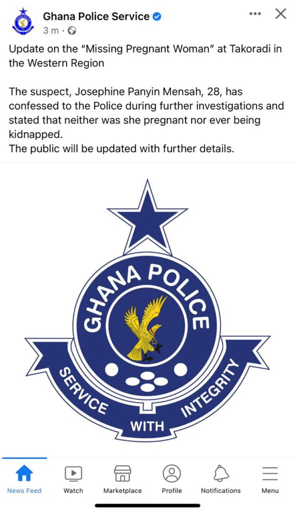 Takoradi woman confessed to not being pregnant - Ghana Police Service