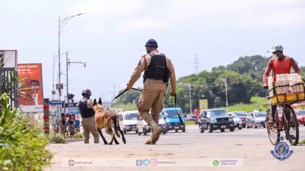 Personnel of K-9 unit of Ghana Police Service deployed across Accra