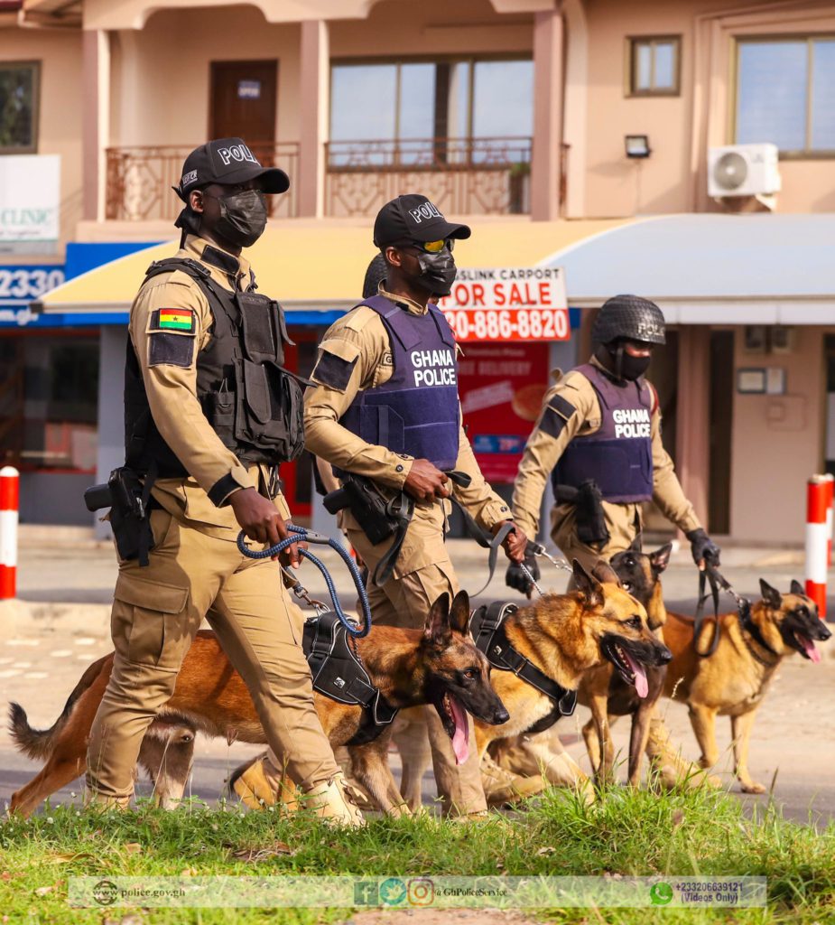 Personnel of K-9 unit of Ghana Police Service deployed across Accra