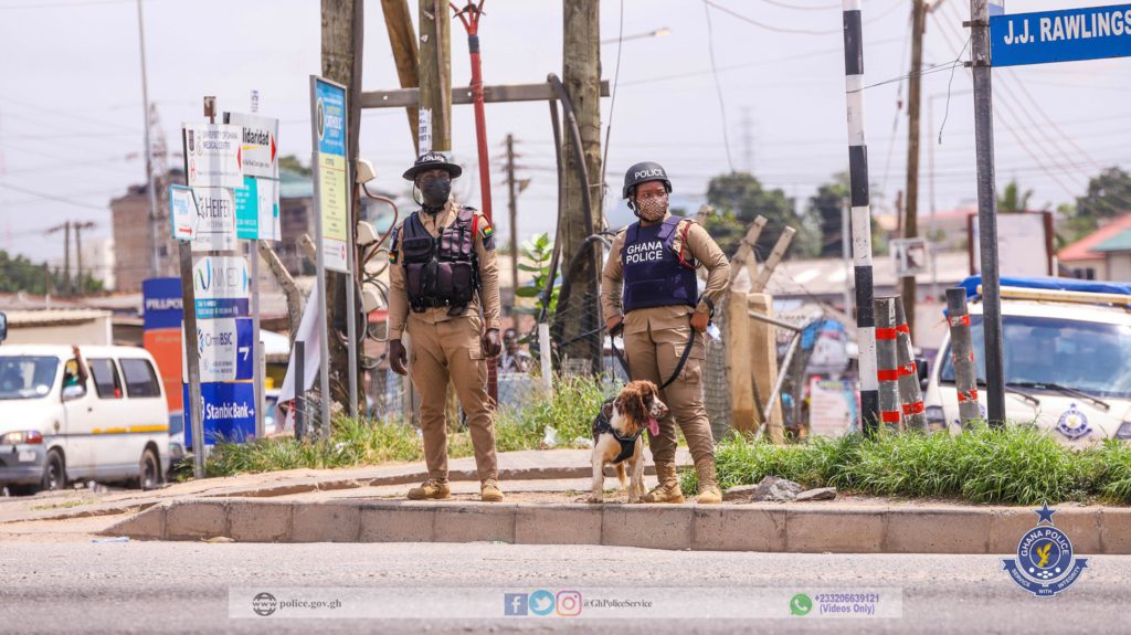 Personnel of K-9 unit of Ghana Police Service deployed across Accra