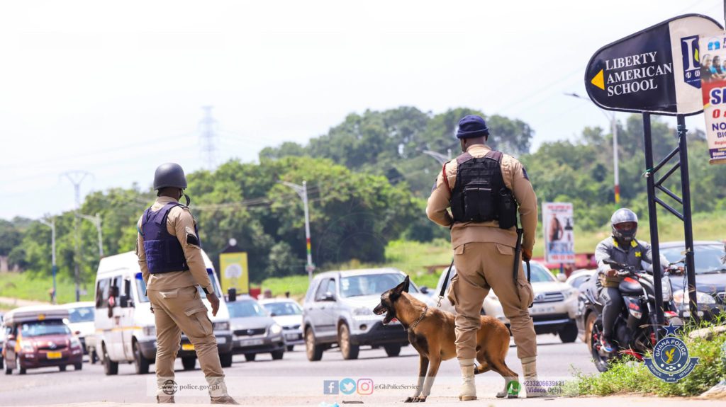 Personnel of K-9 unit of Ghana Police Service deployed across Accra