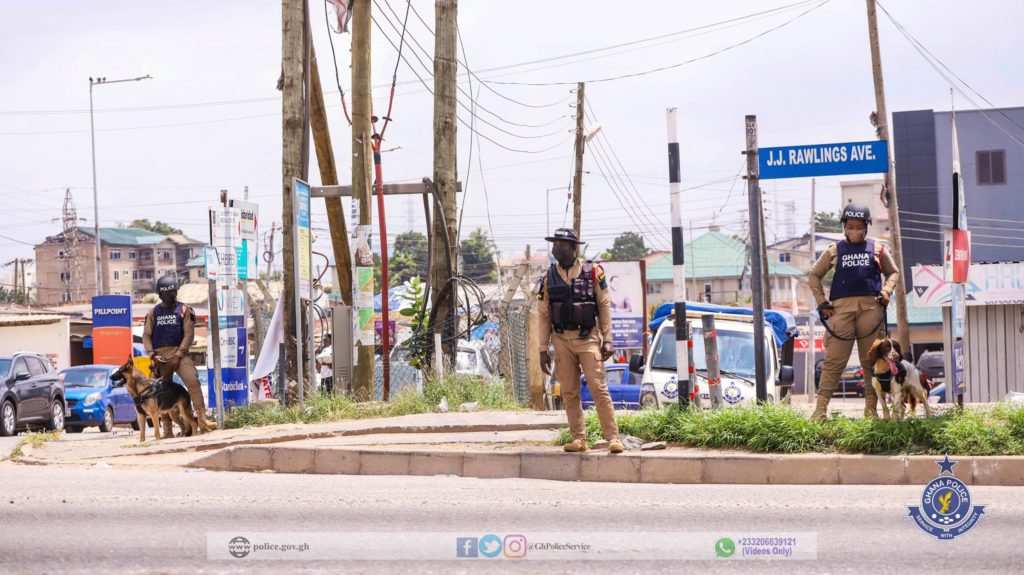 Personnel of K-9 unit of Ghana Police Service deployed across Accra