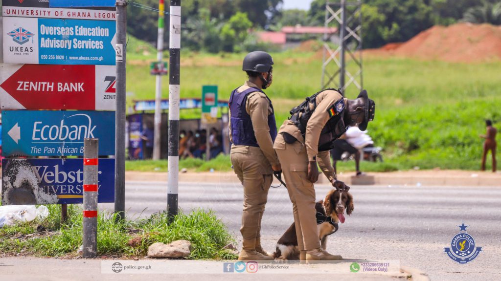 Personnel of K-9 unit of Ghana Police Service deployed across Accra