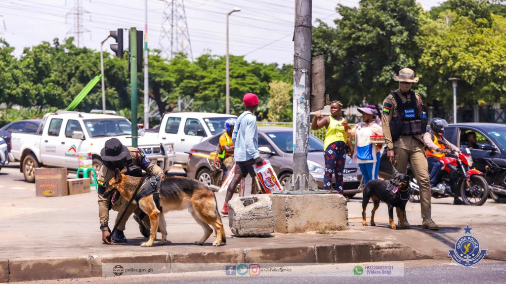 Personnel of K-9 unit of Ghana Police Service deployed across Accra