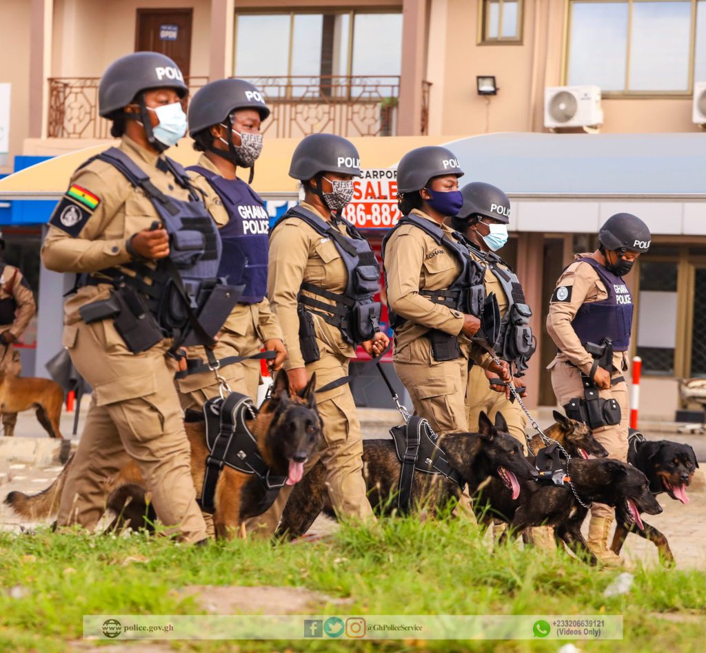 Personnel of K-9 unit of Ghana Police Service deployed across Accra