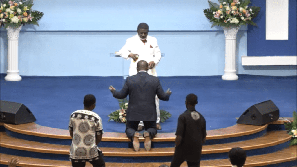 Bishop Charles Agyinasare anoints Sam George to fight LGBTQI+