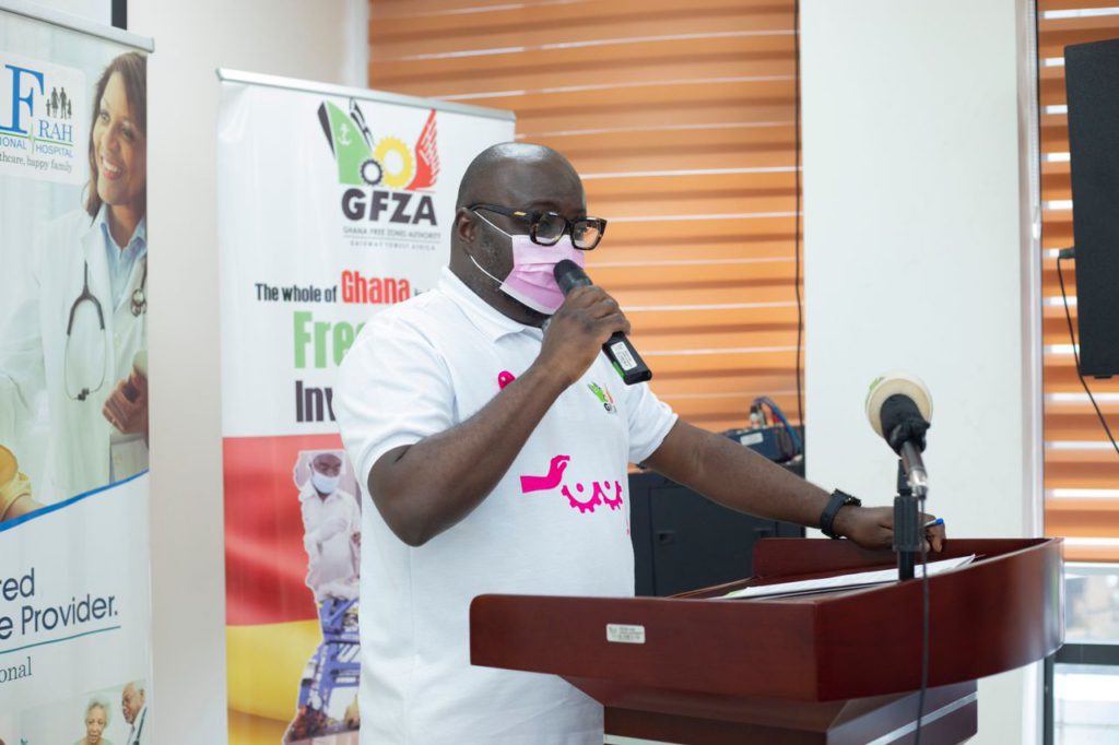 Ghana Free Zones Authority CEO leads staff on Breast Cancer awareness campaign