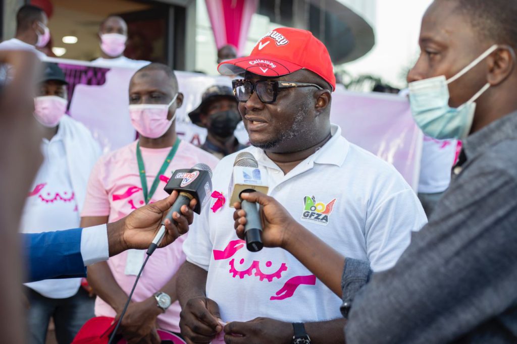 Ghana Free Zones Authority CEO leads staff on Breast Cancer awareness campaign