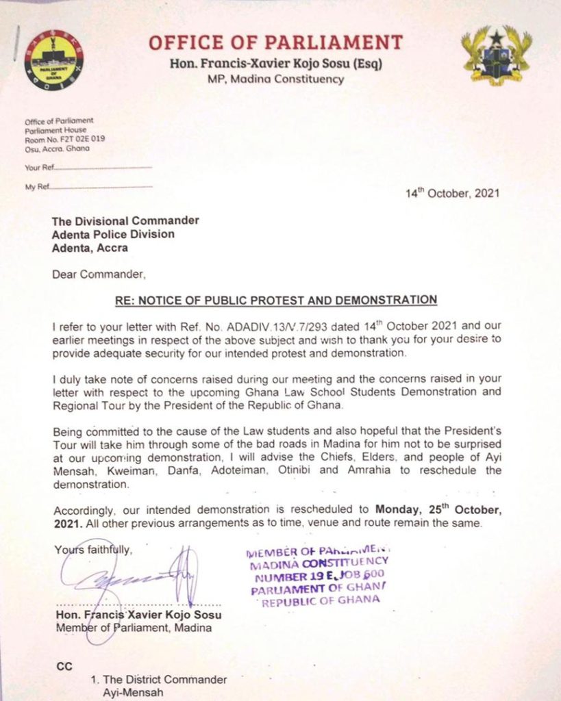 Madina demonstration postponed to October 25