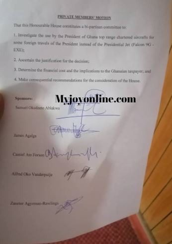 5 NDC MPs file motion to probe Akufo-Addo's use of chartered flights for foreign travels