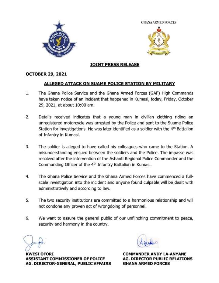 Police, Military investigating clash at Suame police station Police, Military investigating clash at Suame police station