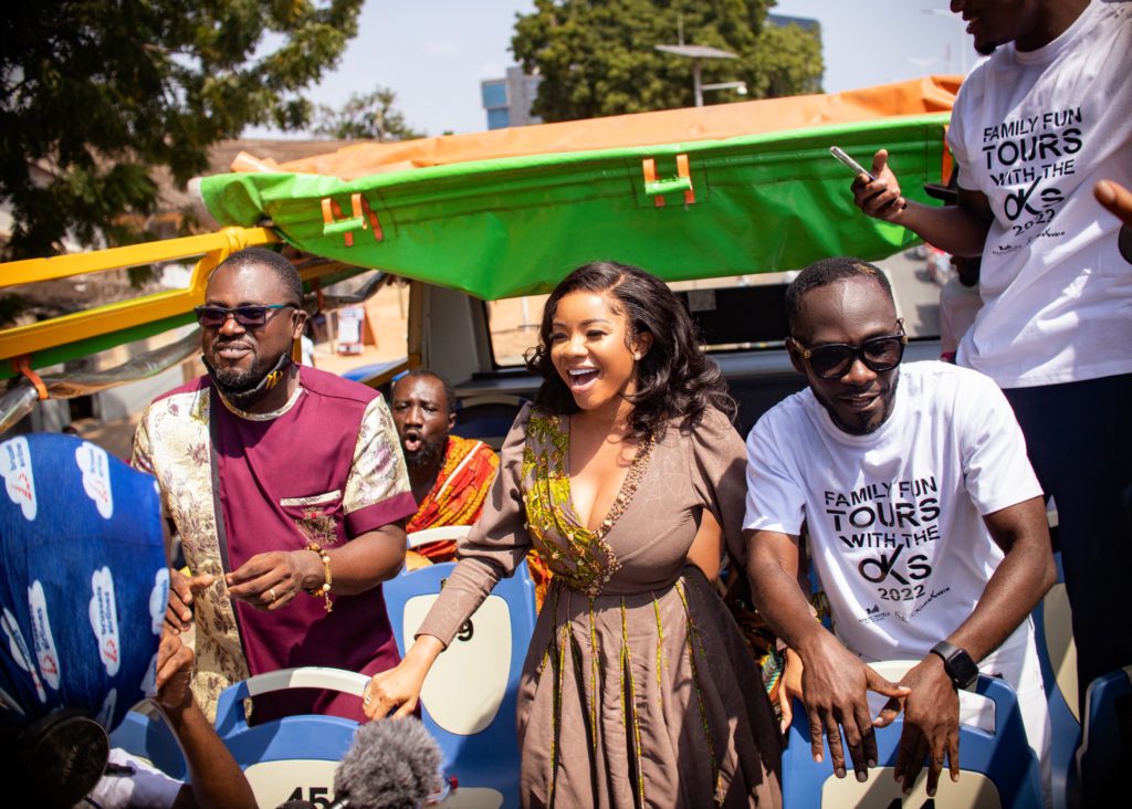 Okyeame Kwame and Adansi Travels launch family fun tour on GTA's Accra City Tour bus to promote Ghana