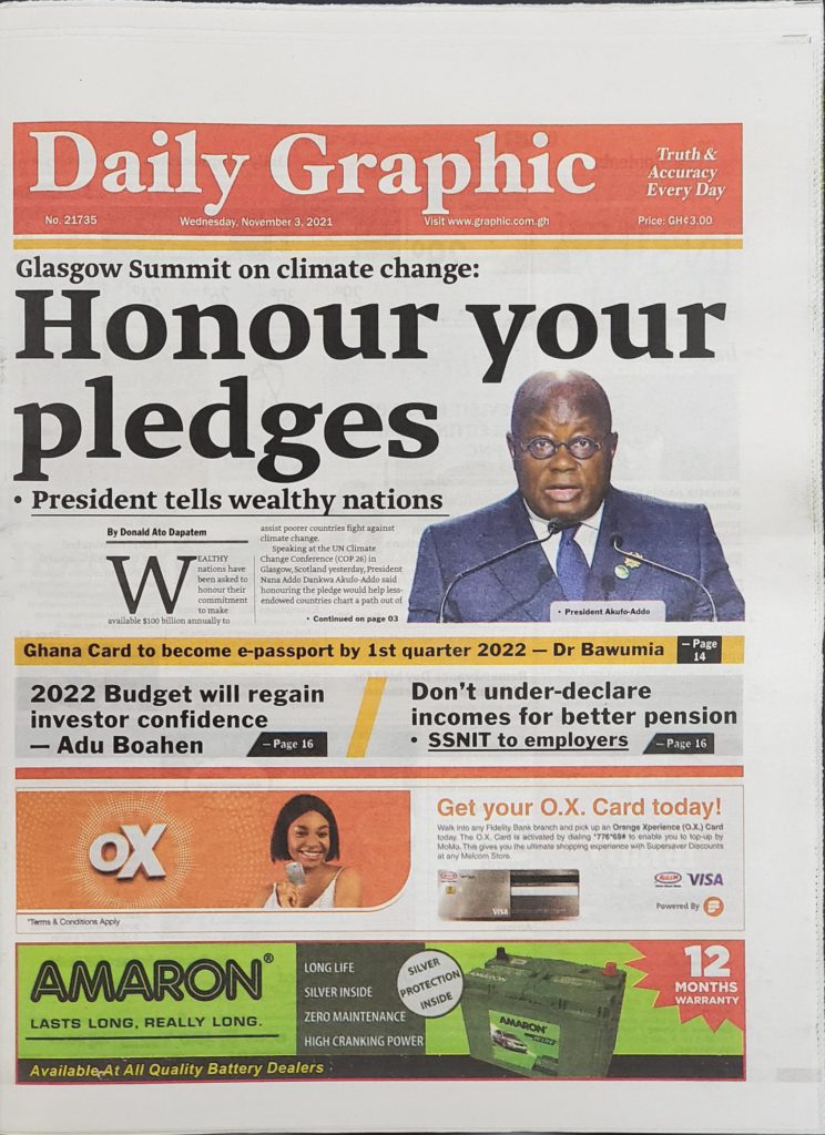 Today's frontpages: Wednesday November 3, 2021 Today's frontpages: Wednesday November 3, 2021