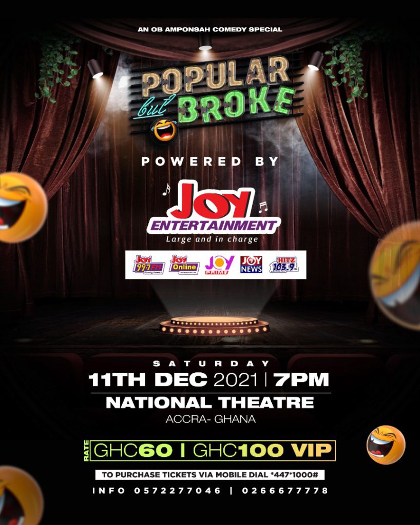 OB Amponsah partners Joy Entertainment for ‘Popular but Broke’ comedy special
