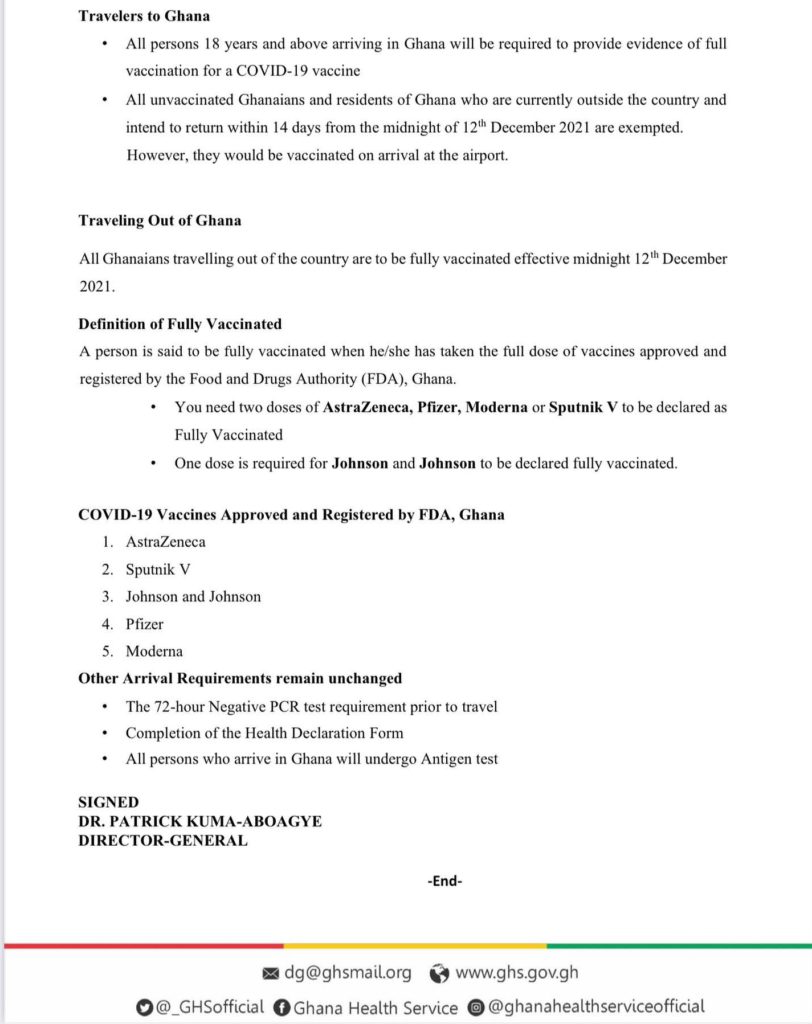 GHS reviews Covid-19 protocols for international travellers GHS reviews Covid-19 protocols for international travellers