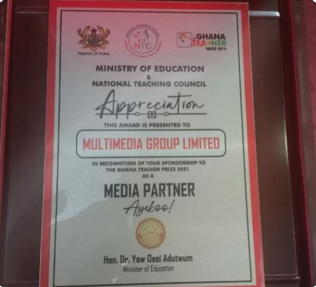 The Multimedia Group honored by Education Ministry, NTC for sponsoring Ghana Teacher Prize 2021