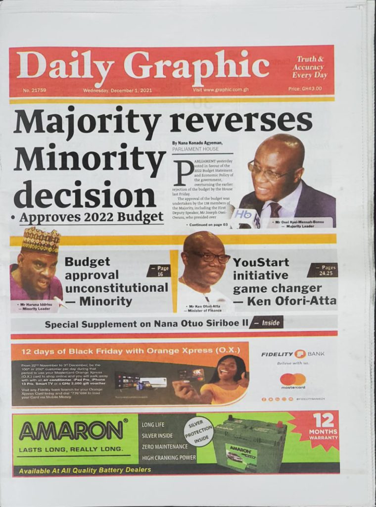 Today's front pages: Wednesday, December 1, 2021 Today's front pages: Wednesday, December 1, 2021