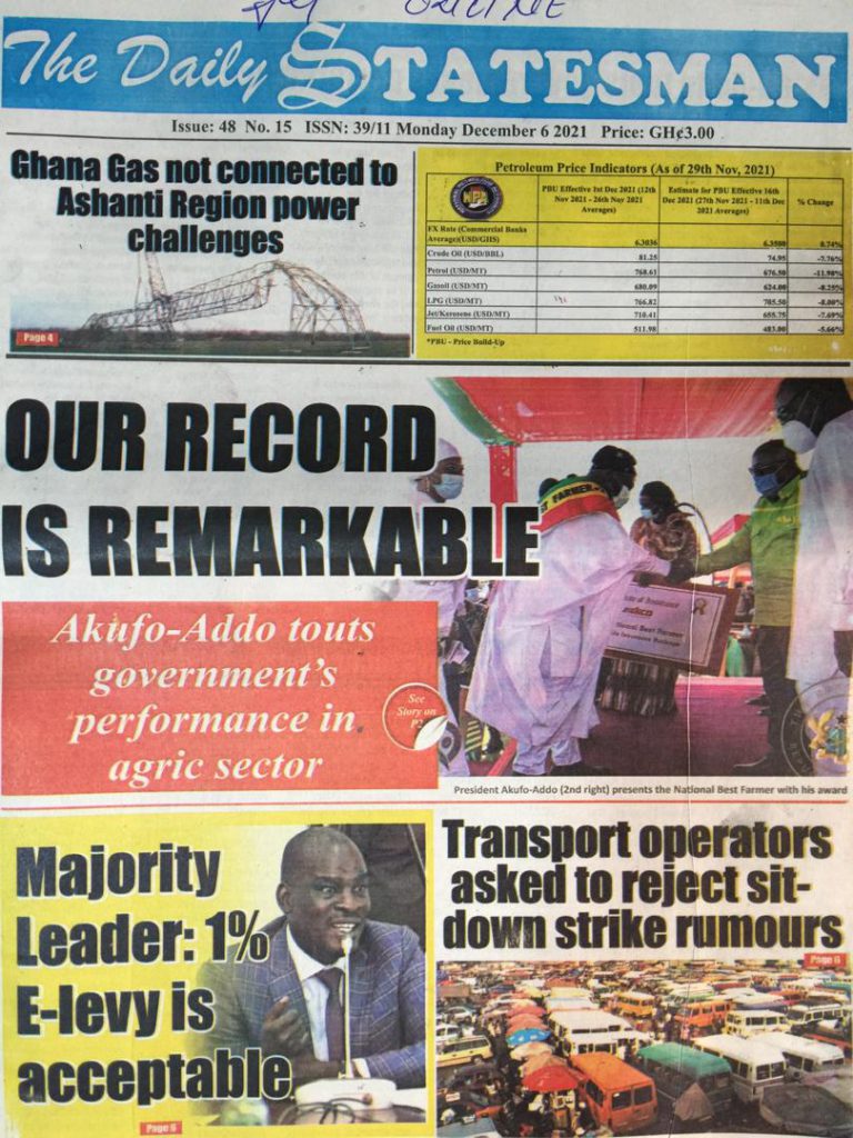 Today's front pages: Monday, December 6, 2021 Today's front pages: Monday, December 6, 2021