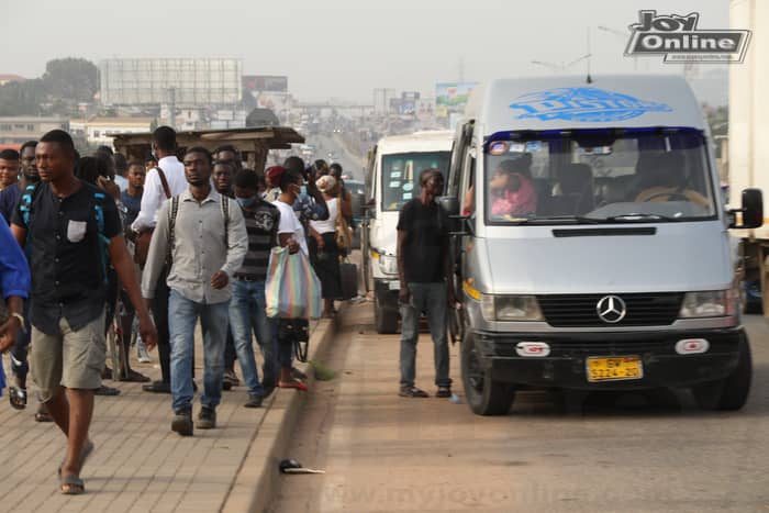 Photos: Commuters stranded as 'trotro' drivers strike to protest fuel prices