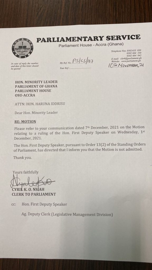 ‘Your refusal to admit motion smacks of abuse of discretionary power’ – Haruna Iddrisu to First Deputy Speaker