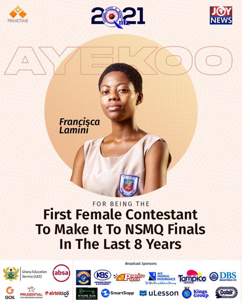 Ketasco's Fransica Lamini scores another straight As in WASSCE after NSMQ showdown Ketasco's Fransica Lamini scores another straight As in WASSCE after NSMQ showdown