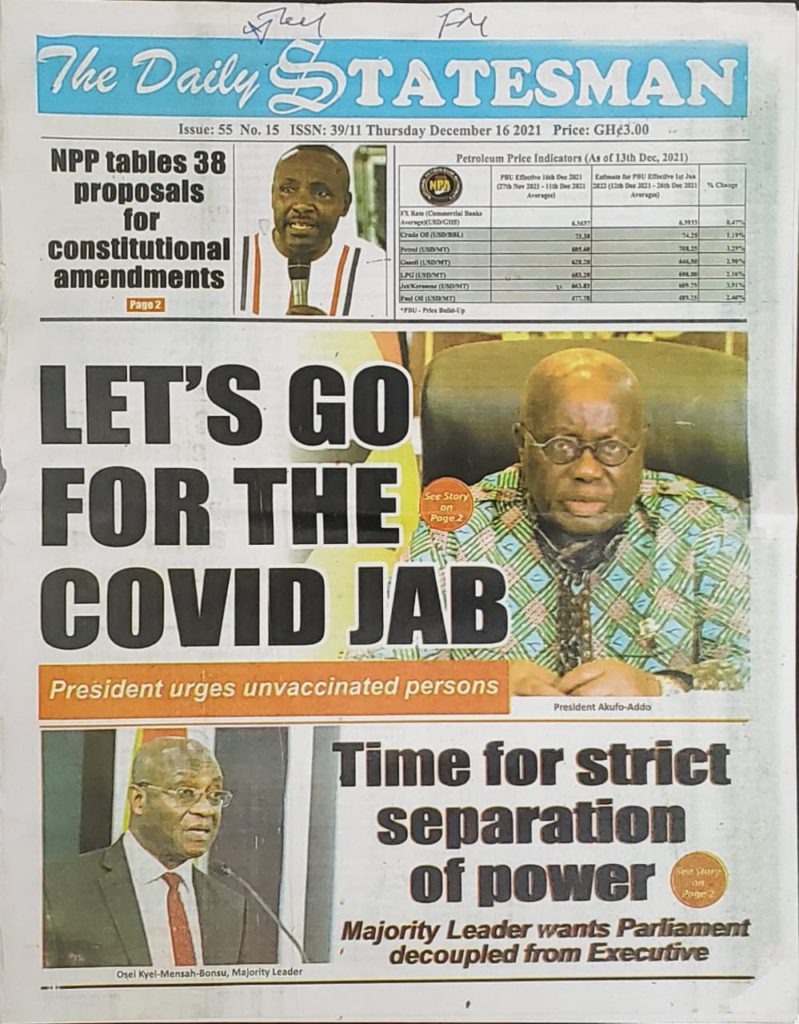 Today's front pages: Thursday, December 16, 2021 Today's front pages: Thursday, December 16, 2021