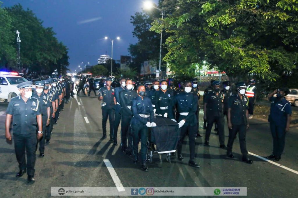 Photos: Police holds guard of honour for officer slain in Bono Region