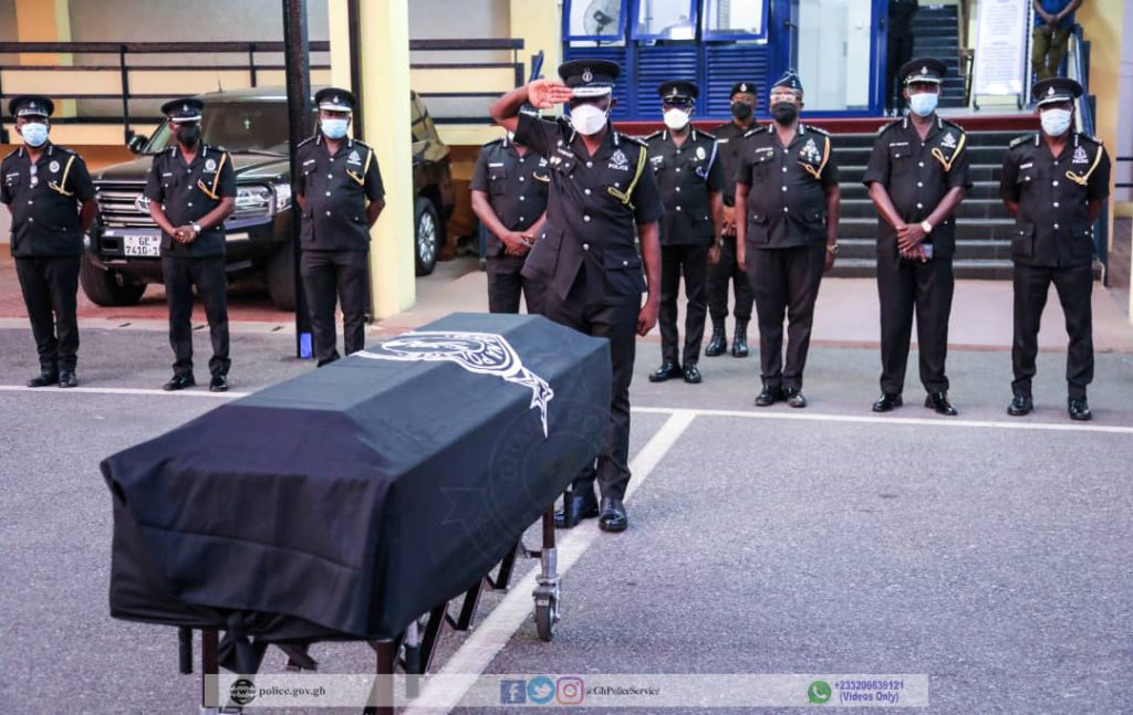 Body of officer killed in Bono Region arrives at Police Headquarters