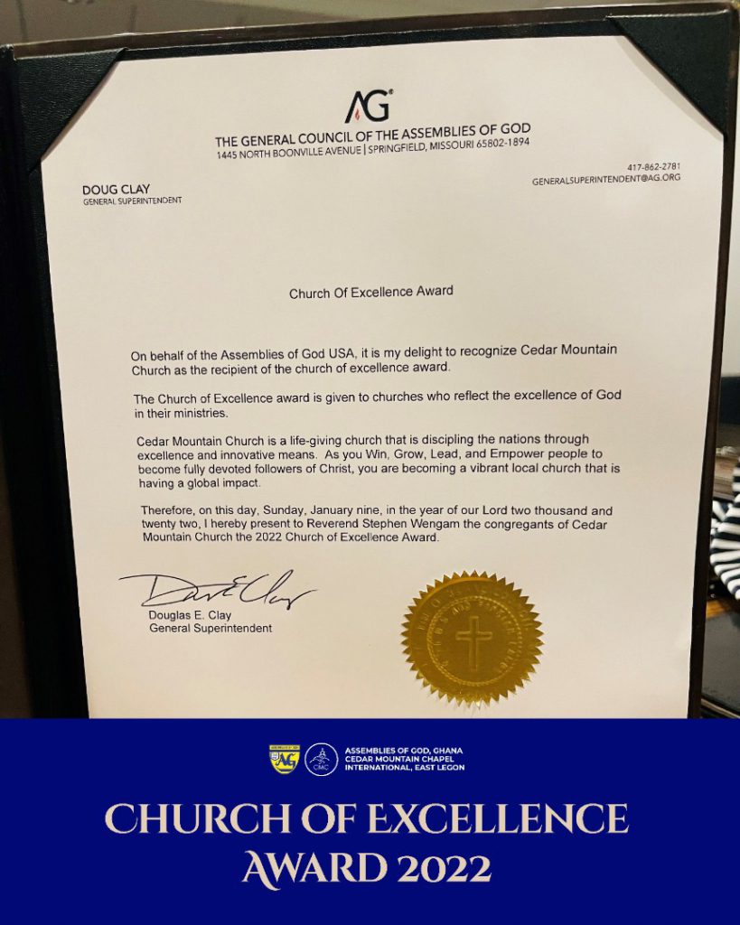 Cedar Mountain Chapel wins Church of Excellence Award 2022