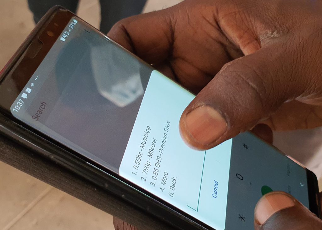 Trickling credit: mobile phone users in Ghana pay for unknown subscriptions