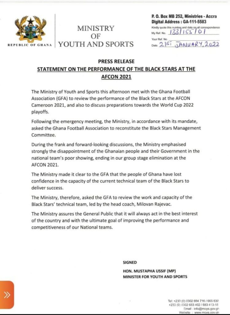 Black Stars head coach, Milovan Rajevac sacked Black Stars head coach, Milovan Rajevac sacked