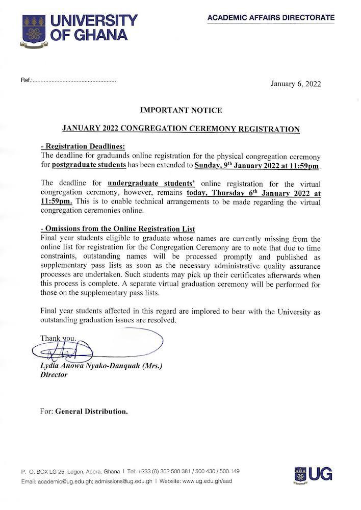 UG to hold separate virtual ceremony for students omitted from graduation list UG to hold separate virtual ceremony for students omitted from graduation list