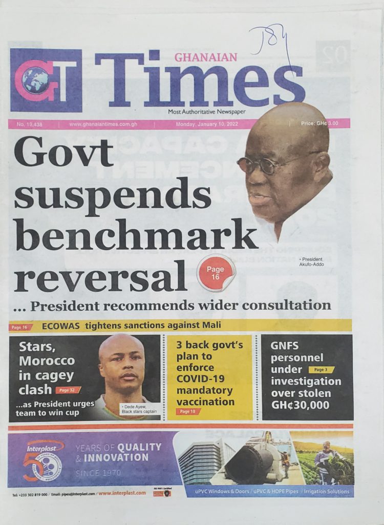 Today's front pages: Monday, January 10, 2022 Today's front pages: Monday, January 10, 2022