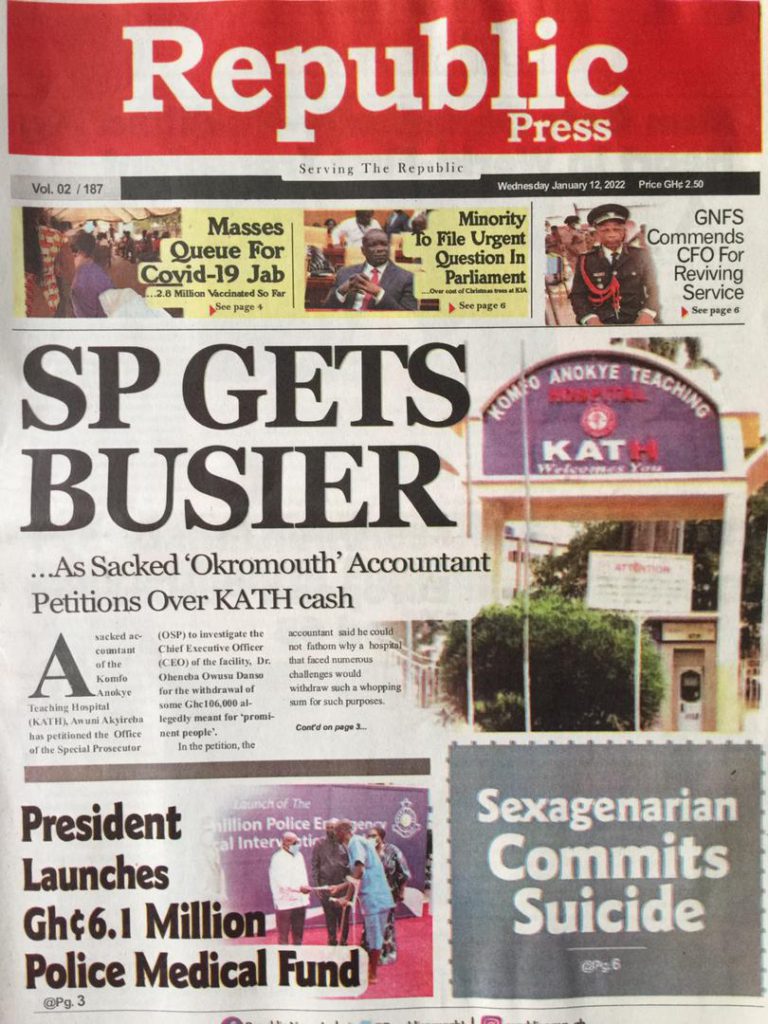 Today's front pages: Wednesday, January 12, 2022 Today's front pages: Wednesday, January 12, 2022