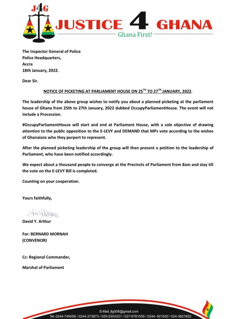 'Justice 4 Ghana' to embark on three-day picketing at Parliament 'Justice 4 Ghana' to embark on three-day picketing at Parliament