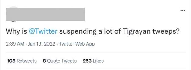 Twitter suspends Ethiopia social media accounts