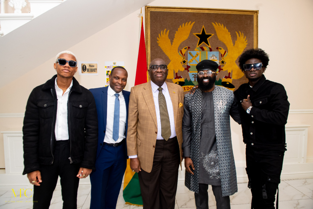 KiDi, Kuami Eugene pay courtsey call on Ghana's High Commission to UK