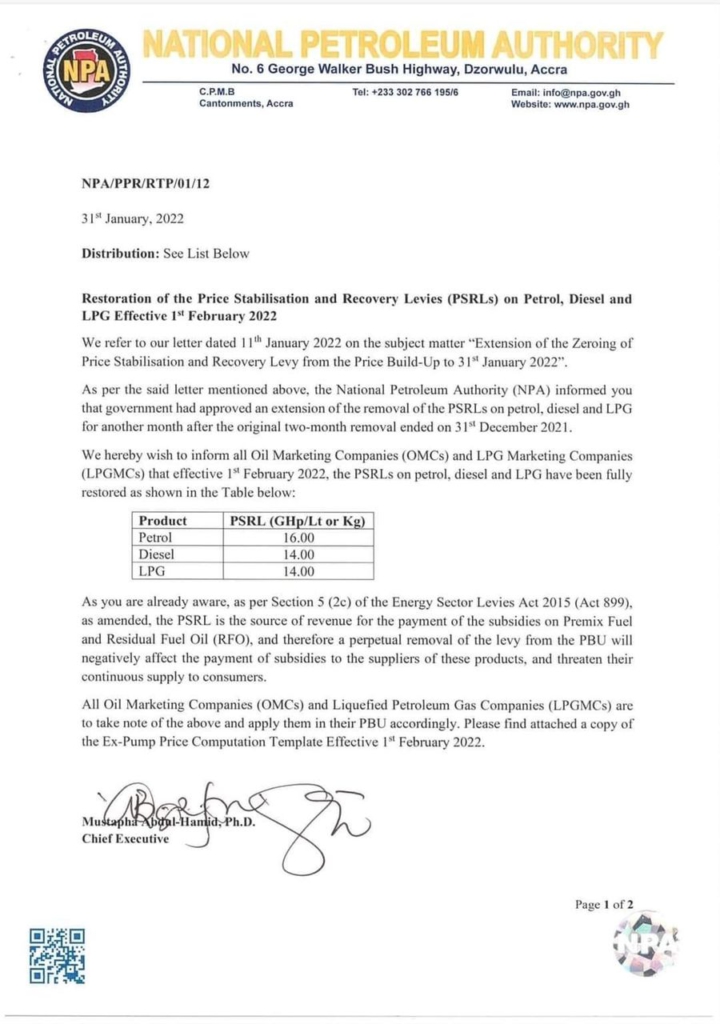 Government to restore PSRLs on petrol, diesel and LPG effective February 1