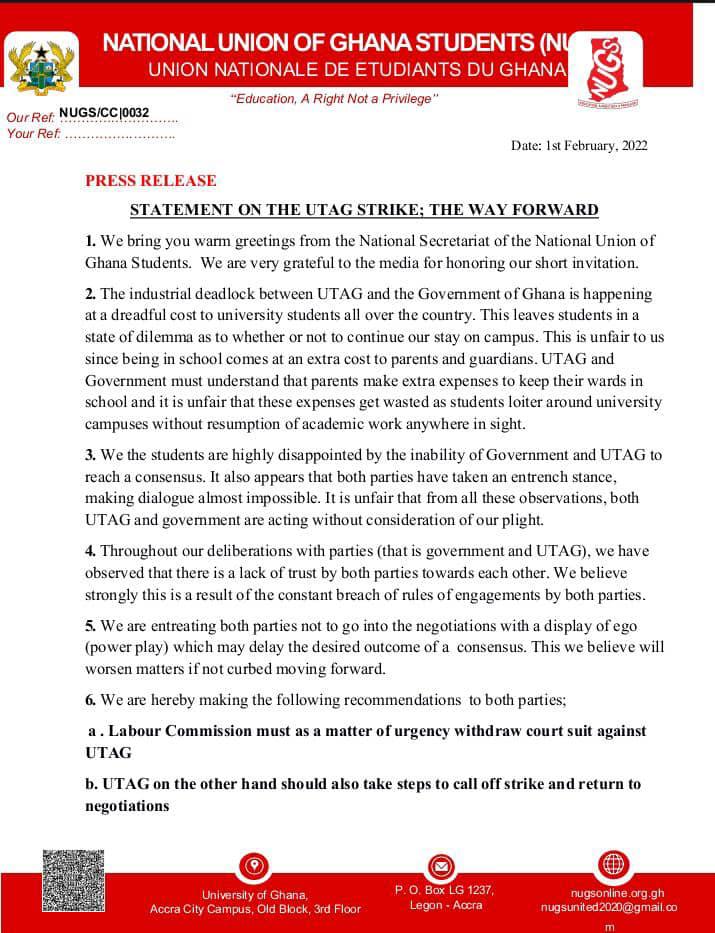 NLC must withdraw lawsuit against UTAG immediately – NUGS