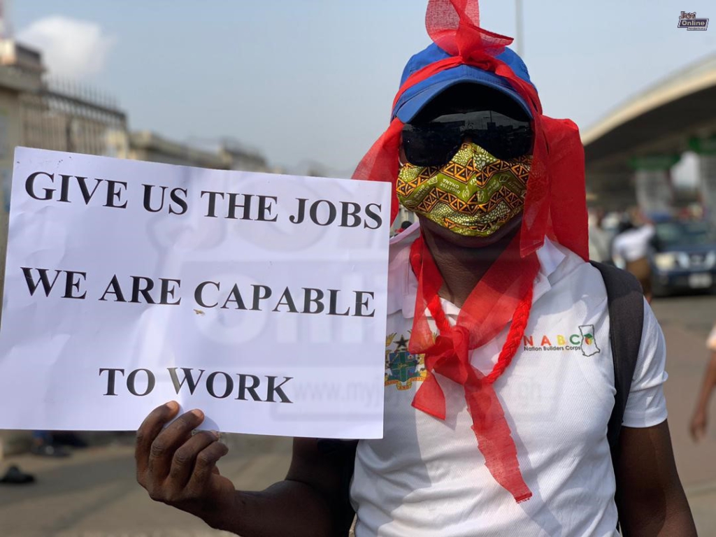 'Mr President, where are the permanent jobs?' - NABCo trainees ask during protest