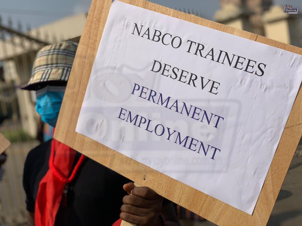 'Mr President, where are the permanent jobs?' - NABCo trainees ask during protest