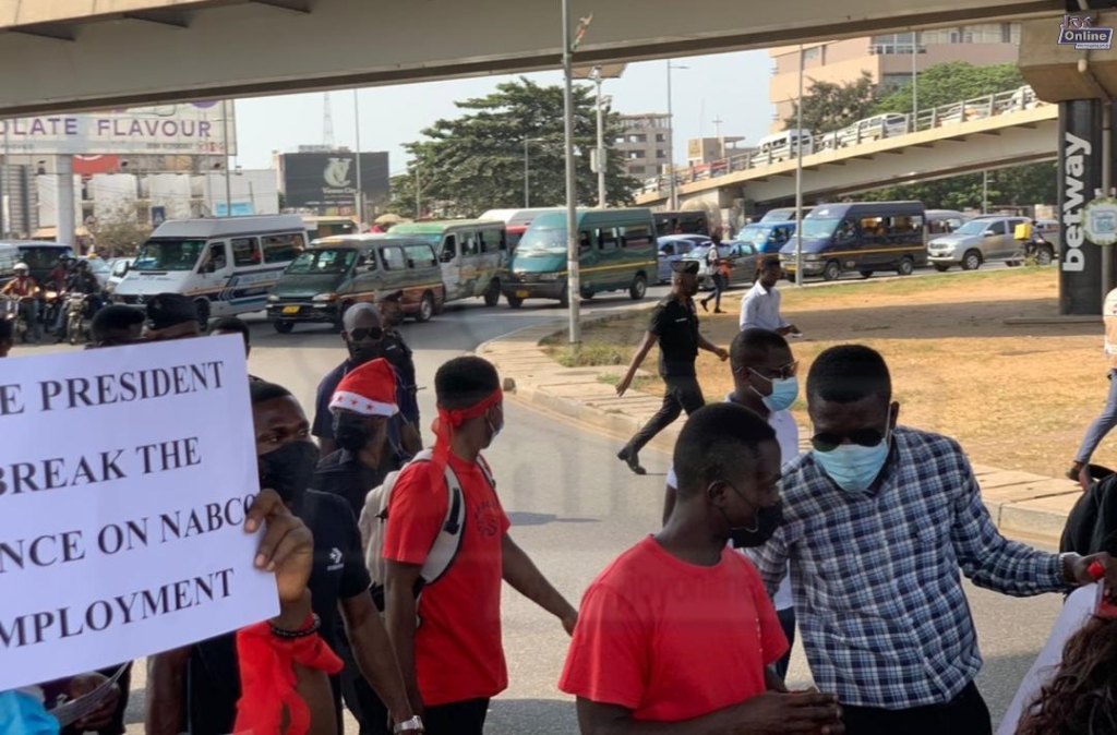 'Mr President, where are the permanent jobs?' - NABCo trainees ask during protest