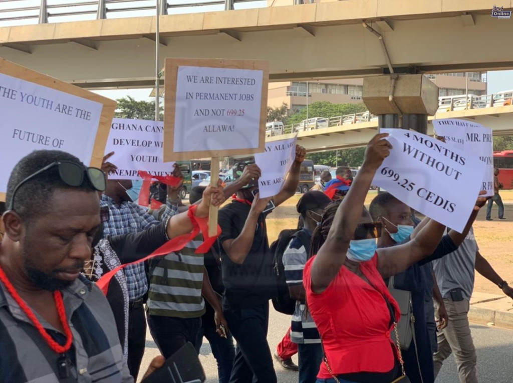 'Mr President, where are the permanent jobs?' - NABCo trainees ask during protest