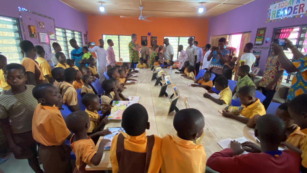 Volunteers for International Medical Aid and USA partners commission ultramodern library at Saviefe Gbedome