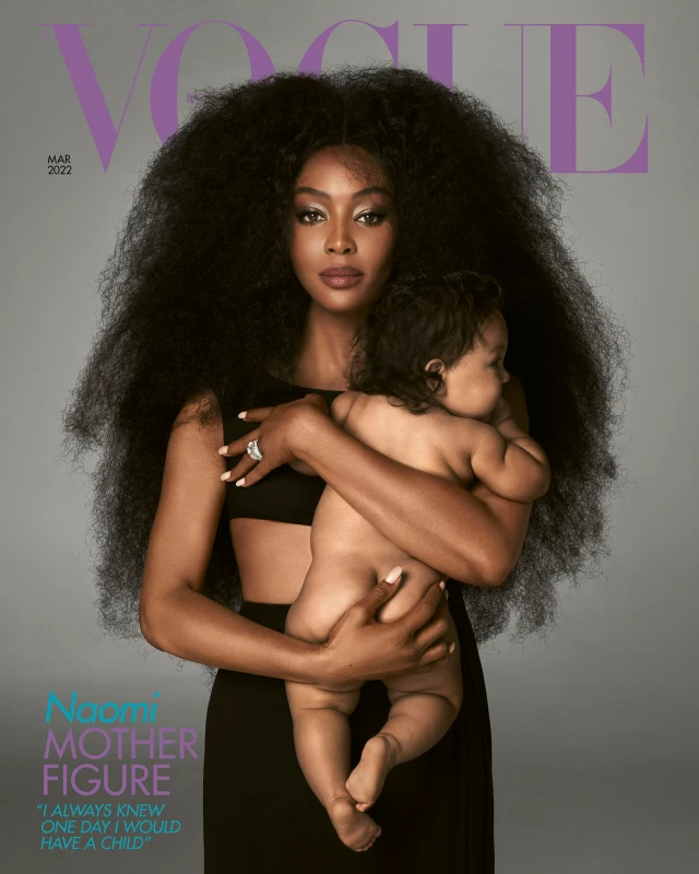 Naomi Campbell poses with baby girl on British Vogue cover