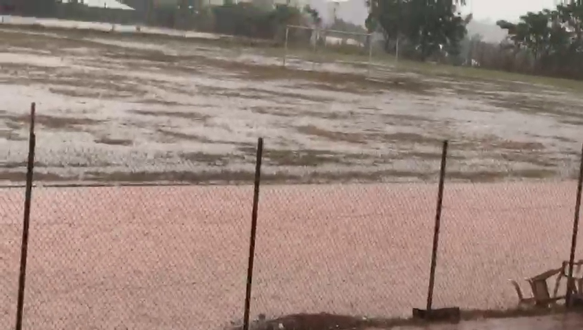 Ho Sports Stadium floods after 15 minutes of rain