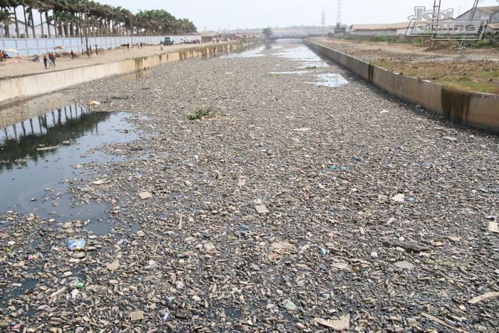 Odaw river filed with plastic waste