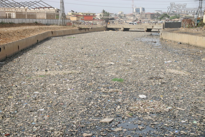 Odaw river filed with plastic waste